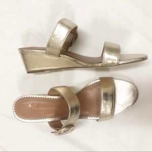 Anthropologie Gold Wedge Pumps Size 9.5